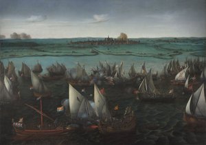Battle between Dutch and Spanish Ships on the Haarlemmermeer by Hendrick Cornelisz. Vroom