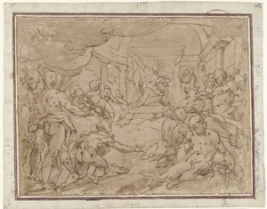 Phaethon Asks Apollo for the Sun Chariot by Hendrick Goltzius (school of)