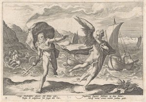 Coronis Transformed into a Crow, from the series Metamorphoses of Ovid by Hendrick Goltzius (workshop of)