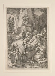 Burial of Christ, from The Passion, #11 in a Series of 12 Engravings by Hendrick Goltzius