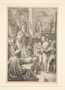 Christ Before Caiaphas, plate 4 from the series The Passion of Christ by Hendrick Goltzius