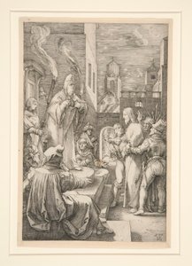 Christ Before Caiphas, from The Passion, #4 in a Series of 12 Engravings by Hendrick Goltzius