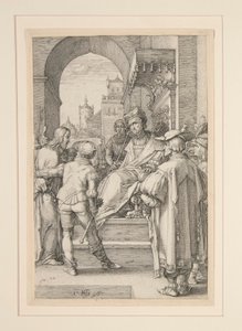 Christ Before Pilate, from The Passion, #5 in a series of 12 engravings by Hendrick Goltzius