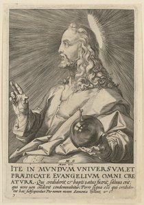 Christ as Salvator Mundi, plate 7 from the series “Christ, the Twelve Apostles and Paul” by Hendrick Goltzius