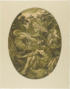 Demogorgon in the Cave of Eternity, plate one from Demogorgon and the Deities by Hendrick Goltzius