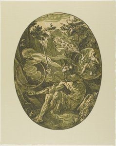Demogorgon in the Cave of Eternity, plate one from Demogorgon and the Deities by Hendrick Goltzius