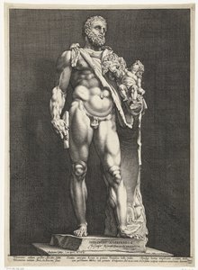 Hercules and Telephos (Emperor Commodus as Hercules) (Three Ancient Statues in Rome) by Hendrick Goltzius