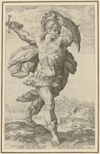 Horatius Cocles, Plate 2 from the series "Roman Heroes" by Hendrick Goltzius