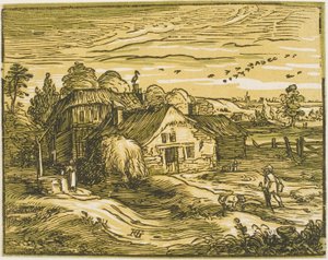 Landscape with a Farmhouse, from Four Small Landscapes by Hendrick Goltzius