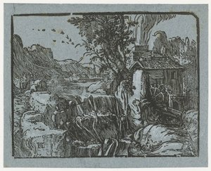 Landscape with Waterfall by Hendrick Goltzius