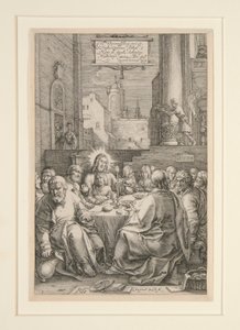 Last Supper, from The Passion, No.1 in a series of 12 engravings by Hendrick Goltzius