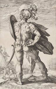 Marcus Valerius Corvus (Roman Heroes, Plate 6) by Hendrick Goltzius
