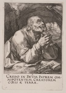 St Peter, from Christ, the Apostles and St Paul with the Creed by Hendrick Goltzius