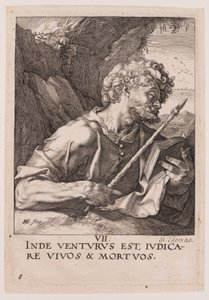St Thomas, from Christ, the Apostles and St Paul with the Creed by Hendrick Goltzius