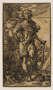 Standing Young Man with a Cane by Hendrick Goltzius