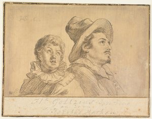 Two Men, Possibly Jan Matthijs Ban and Philips van Winghe (recto). Boy with Hat, Half-Length. Holding a Dead Old Man (verso)