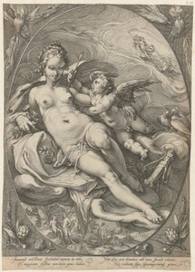 Venus and Cupid, Plate 2 of the Series "Three Goddesses" by Hendrick Goltzius