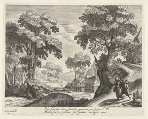 Landscape with a Farmer Couple on a Country Road by Hendrick Hondius (I)