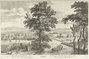 May, with a Group in a Landscape (Mayus, The Twelve Months) by Hendrick Hondius (I)