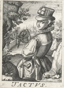Sense of Touch, a Woman with a Bird by Hendrick Hondius (rejected attribution)