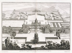 Castle Howard in Yorkshire, from "Vitruvius Britannicus", or "The British Architect, containing the Plans, Elevations, and Sections of the regular buildings both publick and private, in Great Britain" by Colin Campbell by Hendrick Hulsberg