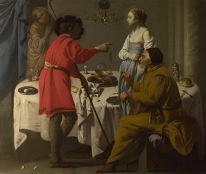 Jacob reproaching Laban for giving him Leah in place of Rachel by Hendrick Jansz Terbrugghen