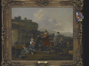A Vegetable Market in Italy with Figures