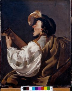A singer accompanying himself to the lute, also known as Lute Player. Painting by Hendrick ter Brugghen