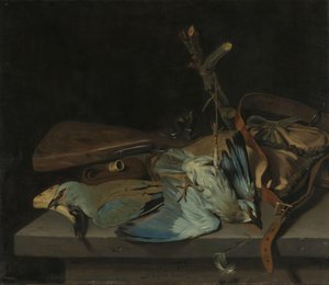 Still Life with Hunting Implements and Birds by Hendrick ten Oever