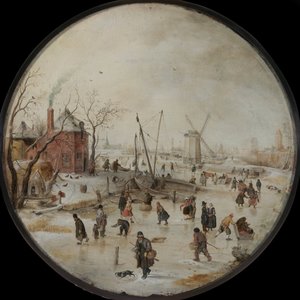 Frozen River with Skaters