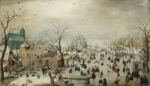 Winter Landscape with Skaters (c.1608) by Hendrik Avercamp