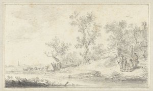 Landscape with a Group of Four People, Cattle on the Left by Hendrik Chalon