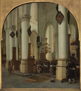 View inside the Saint Bavo church in Haarlem during mass, 1666