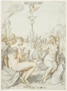 Allegory on the Art of Drawing with the Emblem of the Artist by Hendrik Goltzius