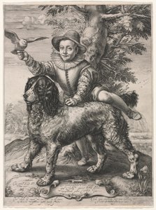 Portrait of Frederick de Vries and His Dog, 1597 by Hendrik Goltzius
