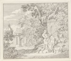 Couple by a Classical Monument and a City Gate (Annette and Lubin) by Hendrik Hoogers