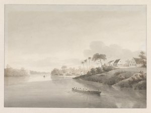 View of Several Houses by a River, Possibly the Jodensavanne