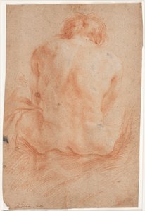Male Model Study, Seated, Seen from Behind by Hendrik Krock