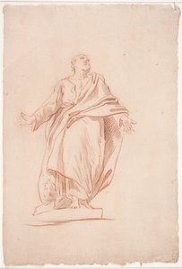 Standing Man with Outstretched Arms, on a Pedestal. (Study after Sculpture). (A Saint)