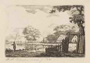 Landscape with Fisherman by Hendrik Marcus Schouten