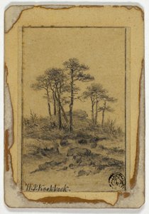 Trees on Rocky Hill by Hendrik Pieter Koekkoek