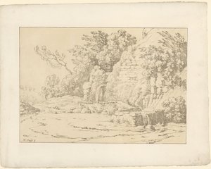 Rocks with Basins (Tentamina Lithographica, Italian Landscapes) by Hendrik Voogd