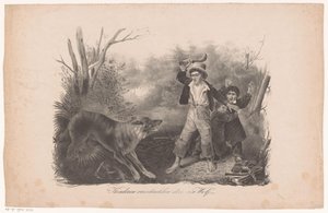 Children and a Wolf in the Forest