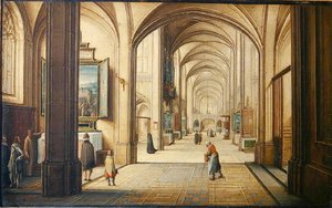 Church Interior with a Sacristan Showing a Painting to Visitors by Hendrik the Younger Steenwyck