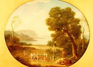 Bacchic Revellers Dancing by a Herm