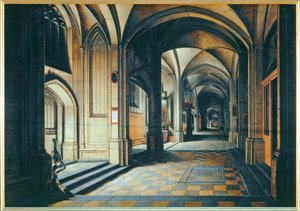Interior of a church. Night effect