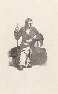 Seated Man with Basket by Hendrikus van de Sande Bakhuyzen