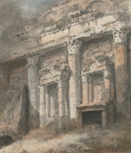 Facade of Ruined (?) Roman Temple, with Columns and Doorway by Heneage Finch fourth Earl of Aylesford