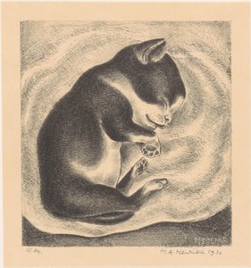 Sleeping Young Cat by Henk Henriët (signed by artist)