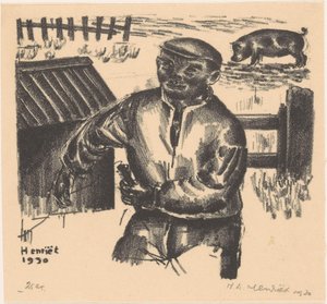 Farmer by a Barn